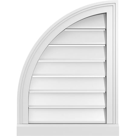 Quarter Round Top Left Surface Mount PVC Gable Vent W/ 2W X 2P Brickmould Sill Frame, 18W X 24H